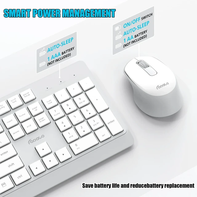 Alt view image 5 of 7 - Wireless Keyboard and Mouse Combo Quiet for PC, Laptop and Mac - Grey | Single USB-A Receiver, Full Size with Number Pad, Silent, Low-Profile, Light Weight, Work with Windows/Mac for Home & Office