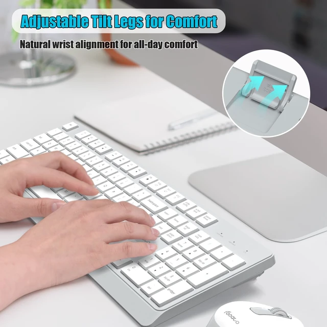 Alt view image 6 of 7 - Wireless Keyboard and Mouse Combo Quiet for PC, Laptop and Mac - Grey | Single USB-A Receiver, Full Size with Number Pad, Silent, Low-Profile, Light Weight, Work with Windows/Mac for Home & Office