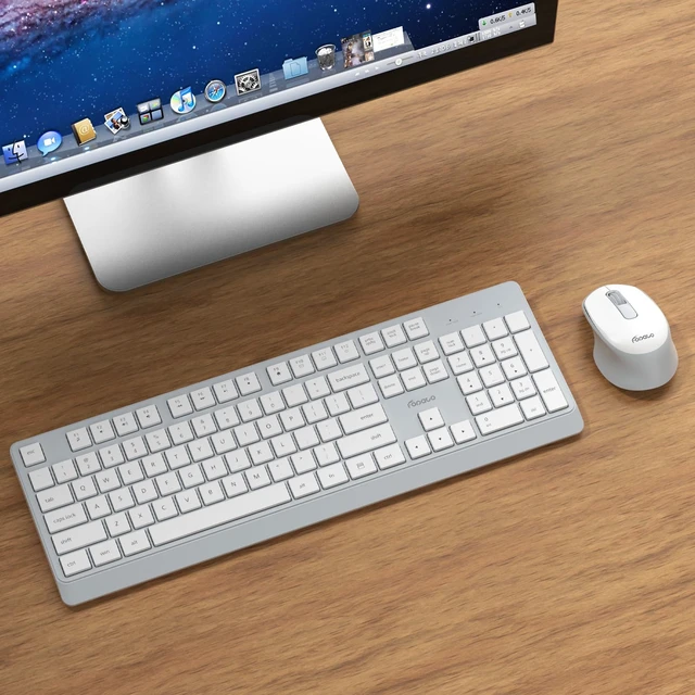 Alt view image 7 of 7 - Wireless Keyboard and Mouse Combo Quiet for PC, Laptop and Mac - Grey | Single USB-A Receiver, Full Size with Number Pad, Silent, Low-Profile, Light Weight, Work with Windows/Mac for Home & Office