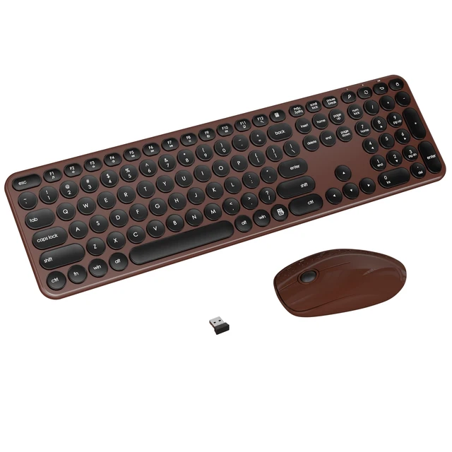 Main image of Wireless Keyboard and Mouse Combo, 2.4GHz Wireless (Coffee Black) | COVEVA Low Profile Quiet Typing Design, Plug and Play, 110 Round Keys Full-Size Silent Keyboard Set for PC, Tablet, Laptop