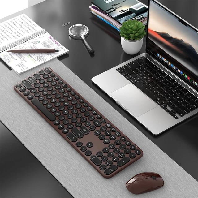 Alt view image 4 of 6 - Wireless Keyboard and Mouse Combo, 2.4GHz Wireless (Coffee Black) | COVEVA Low Profile Quiet Typing Design, Plug and Play, 110 Round Keys Full-Size Silent Keyboard Set for PC, Tablet, Laptop