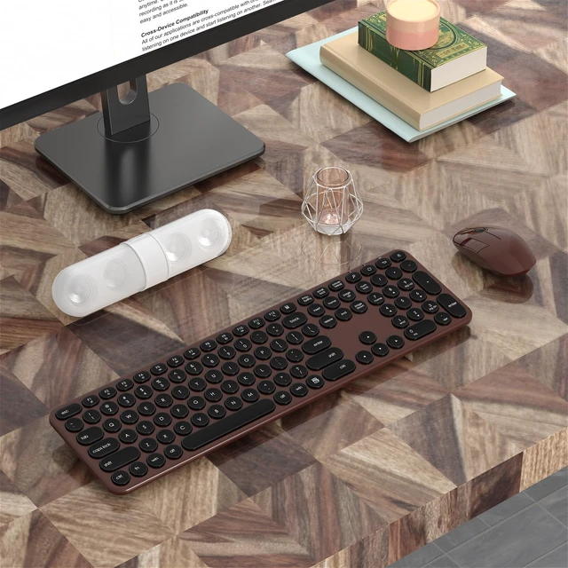 Alt view image 5 of 6 - Wireless Keyboard and Mouse Combo, 2.4GHz Wireless (Coffee Black) | COVEVA Low Profile Quiet Typing Design, Plug and Play, 110 Round Keys Full-Size Silent Keyboard Set for PC, Tablet, Laptop