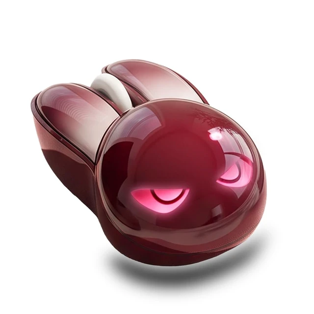 Main image of Rechargeable Wireless Mouse, Bluetooth & 2.4 GHz, Quiet Clicks, Compact Rabbit Design with 7-Color LED Eyes, Gradient Burgundy