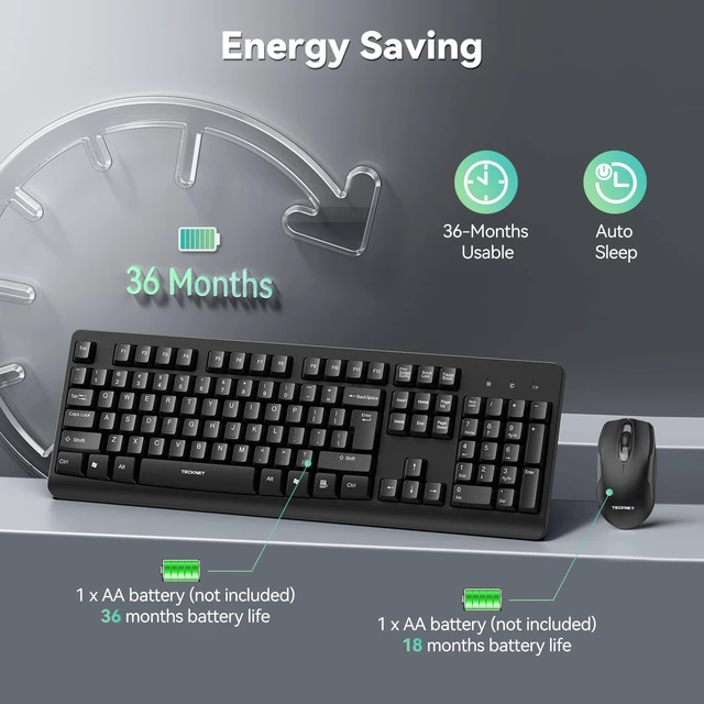 Alt view image 2 of 7 - Wireless Keyboard and Mouse Combo for Computer, 2.4G USB Full-Size | Spill-Resistant Design, Low-Noise Typing & Clicking, Long Battery Life, for Laptop, Mac, PC, Windows