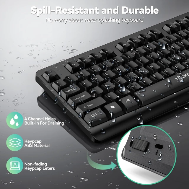 Alt view image 6 of 7 - Wireless Keyboard and Mouse Combo for Computer, 2.4G USB Full-Size | Spill-Resistant Design, Low-Noise Typing & Clicking, Long Battery Life, for Laptop, Mac, PC, Windows