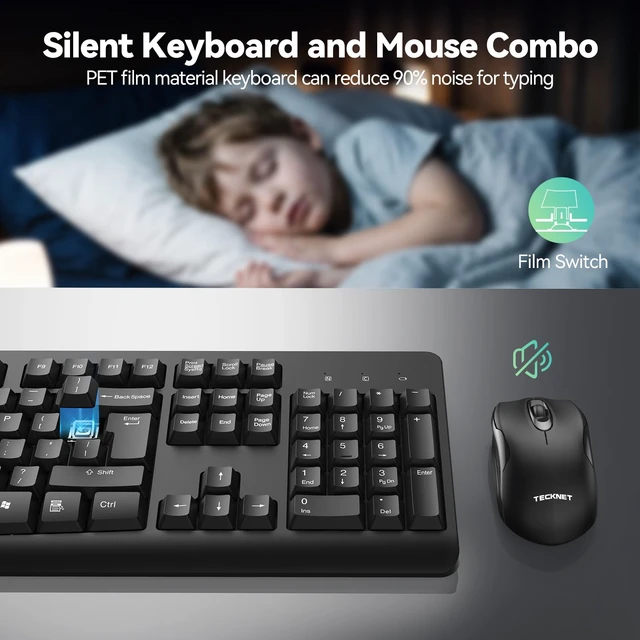 Alt view image 4 of 7 - Wireless Keyboard and Mouse Combo for Computer, 2.4G USB Full-Size | Spill-Resistant Design, Low-Noise Typing & Clicking, Long Battery Life, for Laptop, Mac, PC, Windows