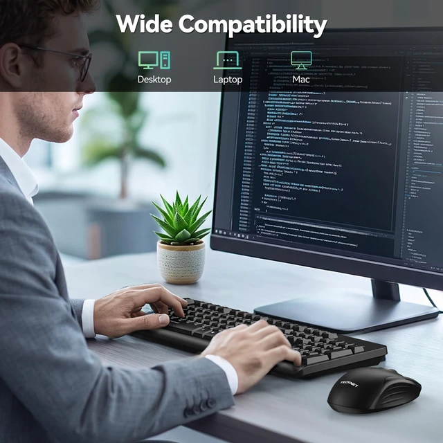 Alt view image 7 of 7 - Wireless Keyboard and Mouse Combo for Computer, 2.4G USB Full-Size | Spill-Resistant Design, Low-Noise Typing & Clicking, Long Battery Life, for Laptop, Mac, PC, Windows