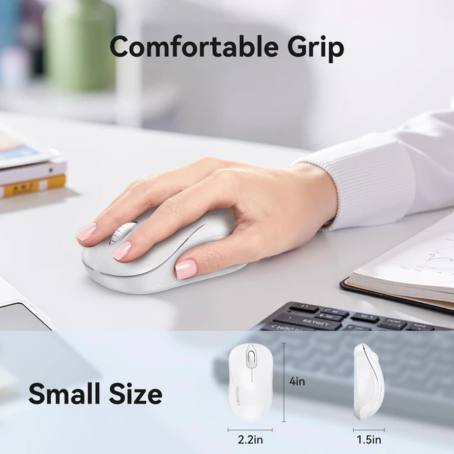 Alt view image 4 of 7 - 2.4GHz White Wireless Mouse,Suitable for Small to Medium Hands | Laptop Mouse 3 Adjustable DPI Office Cordless USB Mice with Receiver,Compact & Easy to Carry Quiet Clicking
