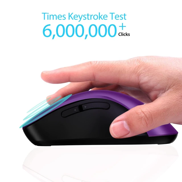 Alt view image 2 of 3 - 2.4G Wireless Mouse, 1400 DPI Computer Mice with USB Receiver, Portable Wireless USB Mouse Battery Powered Cordless Mice for Laptop, PC, Desktop, 5 Buttons, Purple