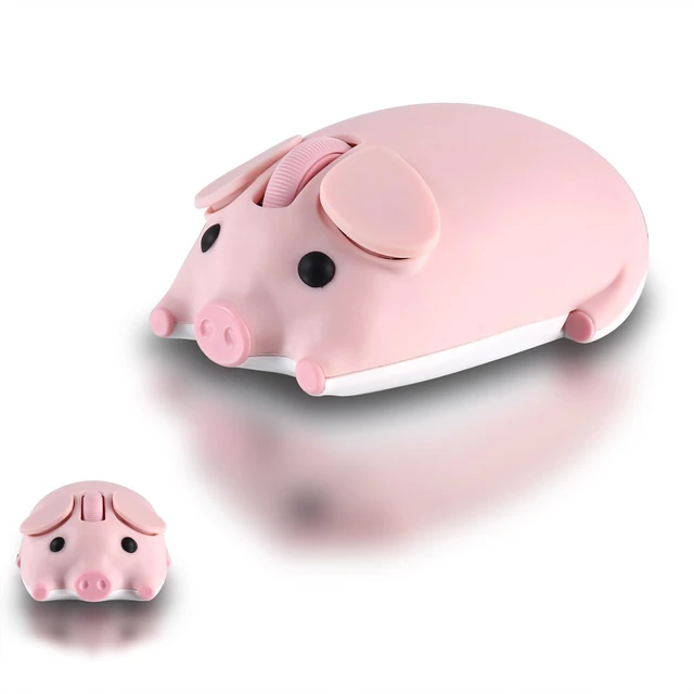 Main image of Cute Pig Design Wireless Mouse Dual Mode Bluetooth & USB Mouse, Silent Operation, Ergonomic, Perfect for Laptops & PCs, Ideal Gift for Animal Lovers and Family (Pink)