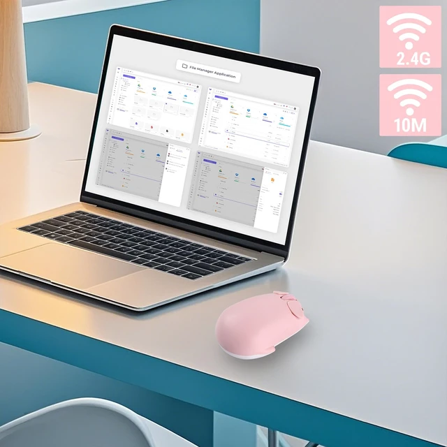 Alt view image 6 of 6 - Cute Pig Design Wireless Mouse Dual Mode Bluetooth & USB Mouse, Silent Operation, Ergonomic, Perfect for Laptops & PCs, Ideal Gift for Animal Lovers and Family (Pink)