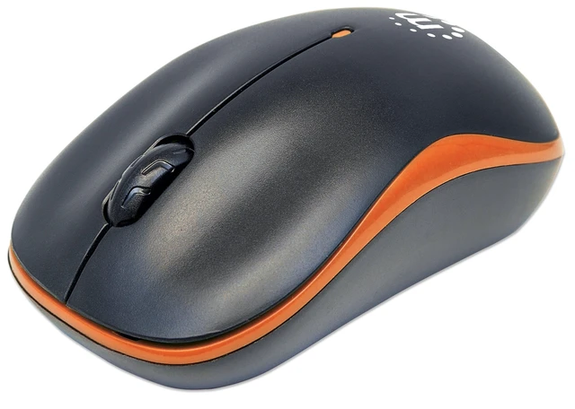 Main image of Success Wireless Optical Mouse, 1000 DPI, USB, Black/Orange | 2.4GHz RF desktop pointer, 1000 dpi tracking, scroll wheel, nano receiver, Windows and Mac compatible | 179409