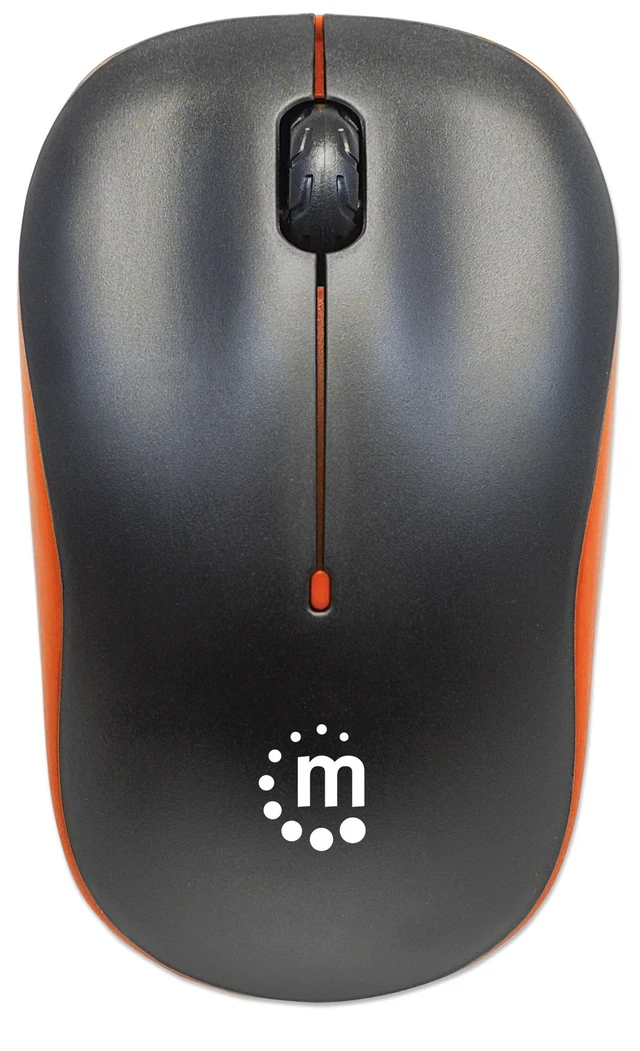 Alt view image 6 of 7 - Success Wireless Optical Mouse, 1000 DPI, USB, Black/Orange | 2.4GHz RF desktop pointer, 1000 dpi tracking, scroll wheel, nano receiver, Windows and Mac compatible | 179409