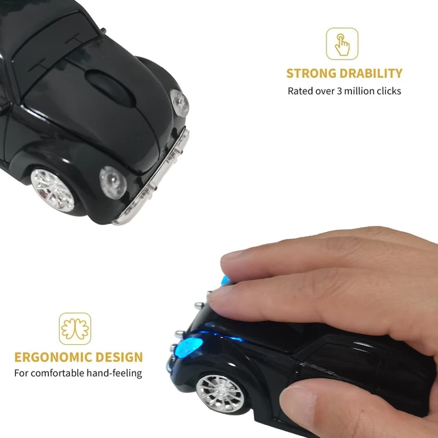 Alt view image 4 of 7 - Wireless Car Mouse, Funny Car Shaped Mouse 2.4GHz Optical Wireless Mice for Computer PC Notebook Laptop (Black)