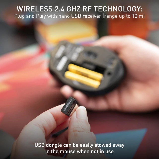 Alt view image 5 of 7 - MW 3000 Wireless Computer Mouse for Work or Home. Nano USB Receiver Easily Stays in Laptop or Chromebook. Ergonomic Designed for Right Handed. 6 Buttons Black