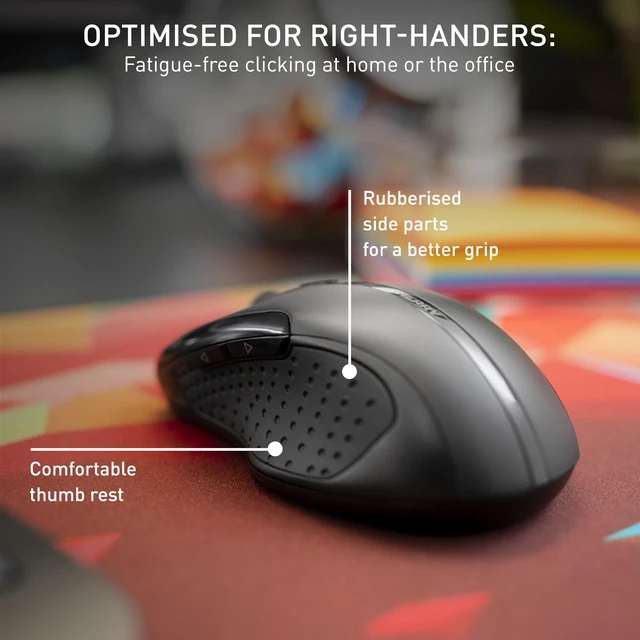 Alt view image 6 of 7 - MW 3000 Wireless Computer Mouse for Work or Home. Nano USB Receiver Easily Stays in Laptop or Chromebook. Ergonomic Designed for Right Handed. 6 Buttons Black