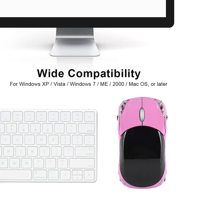 Alt view image 7 of 7 - 2.4G Pink Mouse Wireless with USB Receiver 1600DPI Optical Mouse | Wireless Car Mouse for Windows XP/Vista/Windows 7/ME/2000/ Mac OS or Higher Versions