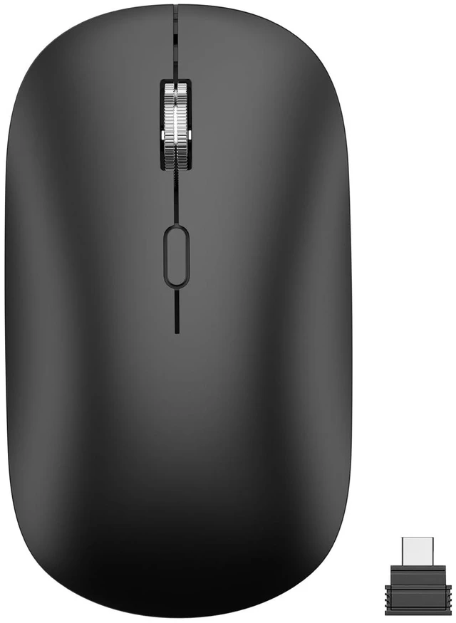 Main image of USB C Wireless Mouse, Slim Compact Silent Type C Mac Mouse - Black | 2.4G Cordless Computer Mouse, Quiet Click, 3 Adjustable DPI for MacBook Air/Pro/Neo, Laptop, PC, Chromebook, Tablet, iPad