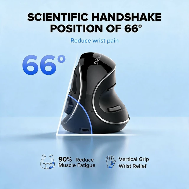Alt view image 2 of 7 - Wireless Ergonomic Vertical Mouse,Ergo Mouse for Large Hands (M618PD) | Slient Click, Removable Wrist Rest, Up to 4000 DPI, 6 Buttons,2.4G Dual Mode, Compatible with Laptop/PC (Black)