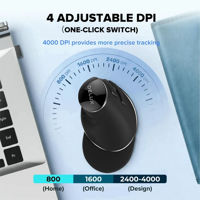 Alt view image 4 of 7 - Wireless Ergonomic Vertical Mouse,Ergo Mouse for Large Hands (M618PD) | Slient Click, Removable Wrist Rest, Up to 4000 DPI, 6 Buttons,2.4G Dual Mode, Compatible with Laptop/PC (Black)