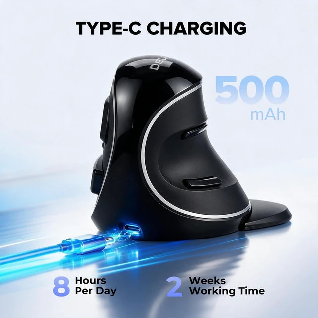 Alt view image 5 of 7 - Wireless Ergonomic Vertical Mouse,Ergo Mouse for Large Hands (M618PD) | Slient Click, Removable Wrist Rest, Up to 4000 DPI, 6 Buttons,2.4G Dual Mode, Compatible with Laptop/PC (Black)