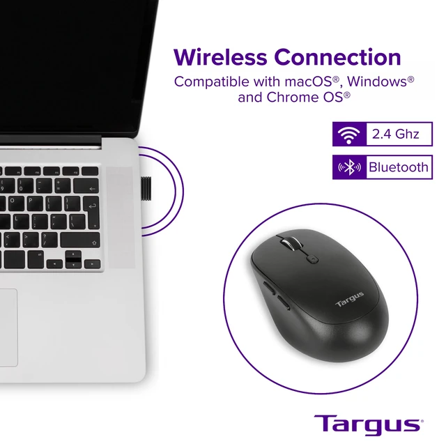 Alt view image 2 of 5 - Midsize Comfort Multi-Device Bluetooth Mouse - Compatible with Chrome OS, Windows, and macOS (AMB582GL)