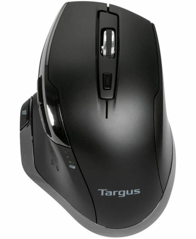 Main image of Bluetrace Wireless Ergonomic Mouse, 2.4GHz Connection with USB and Laser Precision, 7 Functional Buttons, Black (AMW584GL)