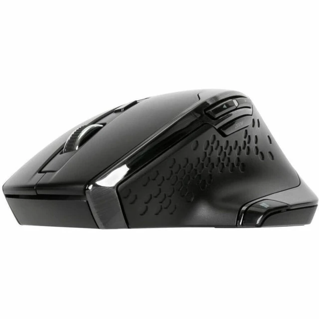 Alt view image 4 of 7 - Bluetrace Wireless Ergonomic Mouse, 2.4GHz Connection with USB and Laser Precision, 7 Functional Buttons, Black (AMW584GL)