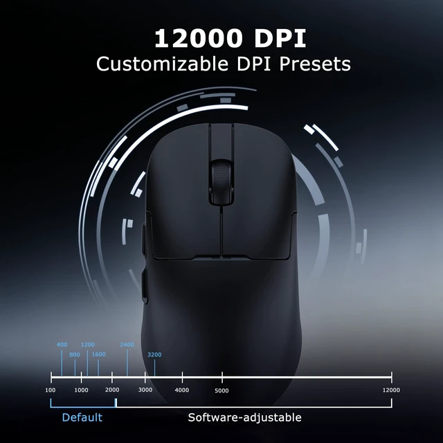 Alt view image 6 of 7 - AJ159P MC Wireless Gaming Mouse, 12000 DPI, Tri-Mode 2.4G/Bluetooth/Wired, Magnetic RGB Charging Dock, 56g Ultra-Light, Programmable 6 Buttons - Perfect for Gaming, Work & Travel (Black)