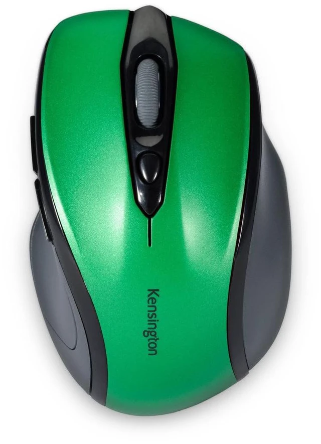 Alt view image 3 of 5 - Pro Fit Mid-Size Wireless Mouse, Emerald Green (K72424AM) | 1750 dpi high definition sensor, long range 2.4 GHz radio, nano dongle tucks inside, scroll and speed select controls