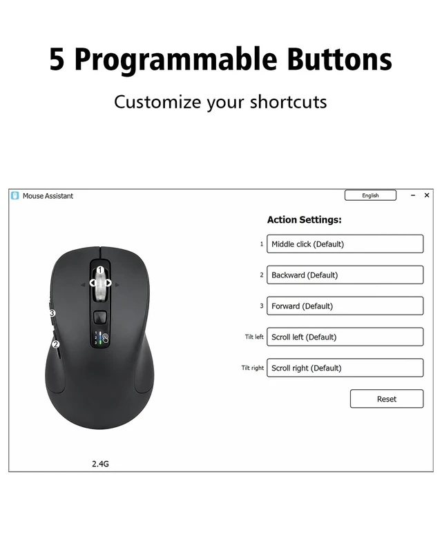 Alt view image 4 of 7 - L360S Wireless Bluetooth Mouse for Small Hands, Multi-Device | Ergonomic Mouse with 5 Programmable Buttons, 4-Way Metal Scroll Wheel, 4800 DPI, Silent Click, for Laptop, PC, Mac