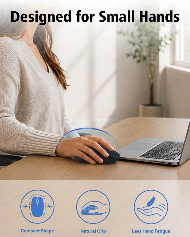 Alt view image 5 of 7 - L360S Wireless Bluetooth Mouse for Small Hands, Multi-Device | Ergonomic Mouse with 5 Programmable Buttons, 4-Way Metal Scroll Wheel, 4800 DPI, Silent Click, for Laptop, PC, Mac