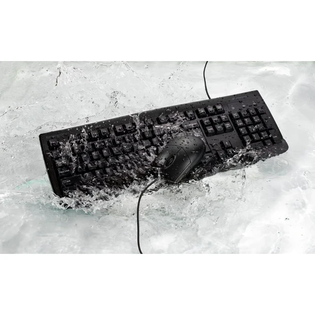 Alt view image 7 of 7 - Pro Fit Washable Wired Desktop Set (K70316US) | IPx6 deck and IP67 pointer, 104 keys with numeric pad, laser etched legends, 1600 dpi optical sensor, no drivers