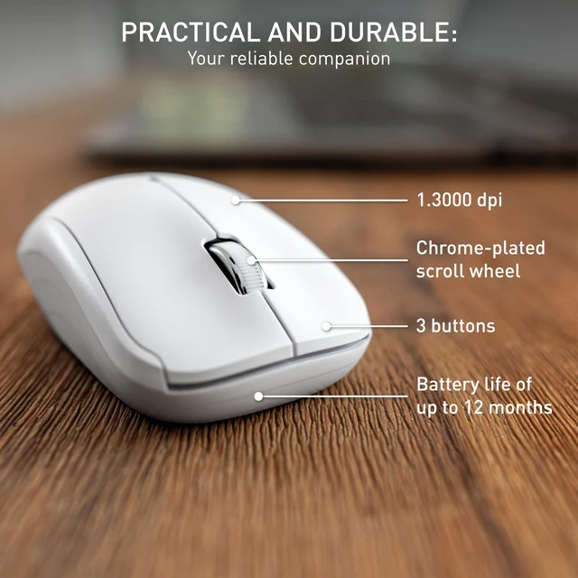 Alt view image 6 of 7 - MW 2200 Compact Laptop Mouse with Nano USB Receiver and Carrying Pouch (White)