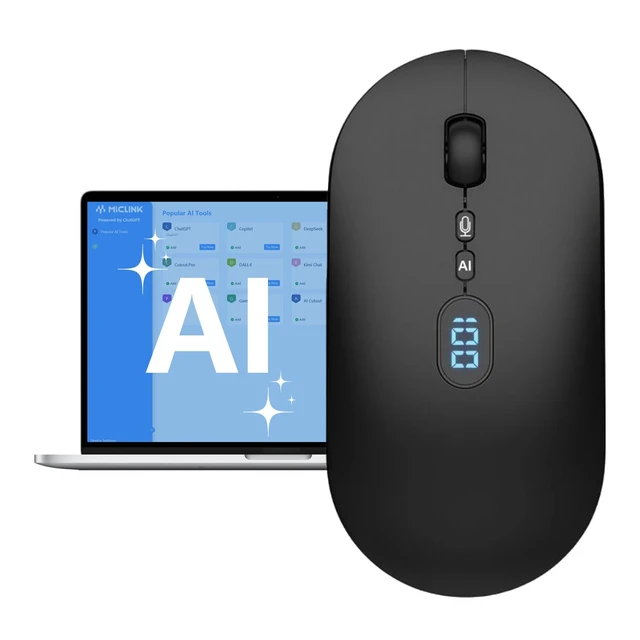 Main image of Ai Mouse with Voice Typing & ChatGPT Smart Mouse TriMode(W30Black) | Wireless Bluetooth Mouse 200+Language Real-time Translation Ergonomic Silent Office Ai Mouse for Computer,PC,Laptop,2026