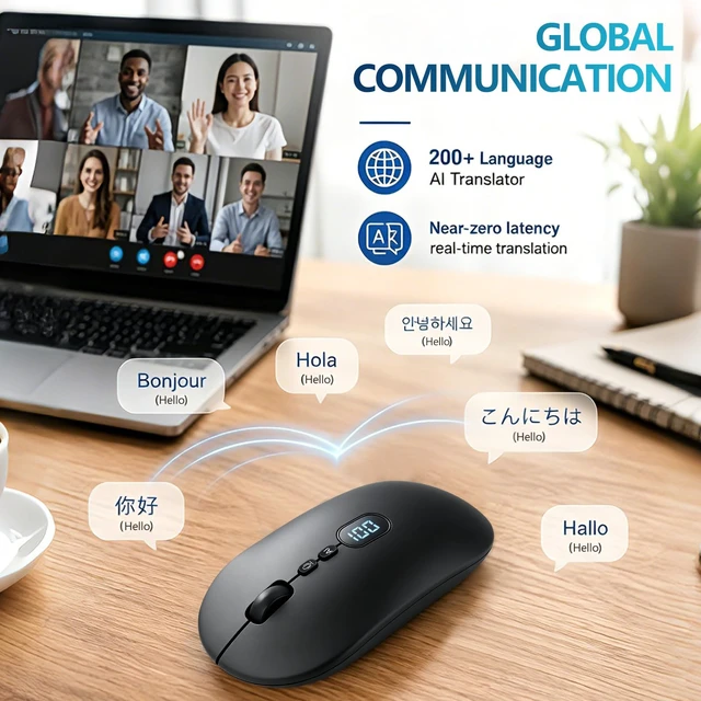 Alt view image 4 of 7 - Ai Mouse with Voice Typing & ChatGPT Smart Mouse TriMode(W30Black) | Wireless Bluetooth Mouse 200+Language Real-time Translation Ergonomic Silent Office Ai Mouse for Computer,PC,Laptop,2026