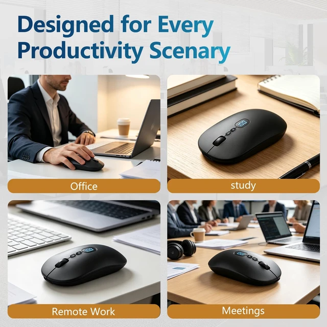 Alt view image 7 of 7 - Ai Mouse with Voice Typing & ChatGPT Smart Mouse TriMode(W30Black) | Wireless Bluetooth Mouse 200+Language Real-time Translation Ergonomic Silent Office Ai Mouse for Computer,PC,Laptop,2026