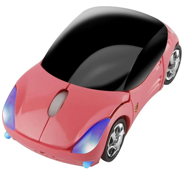 Main image of Wireless Car Mouse Small Cool Sports Car Shaped Computer Mice with USB Receiver 3 Buttons 1600DPI Portable Mini Optical Cordless Mouse for Laptop PC Computer Desktop Travel Home School Gift (Pink)