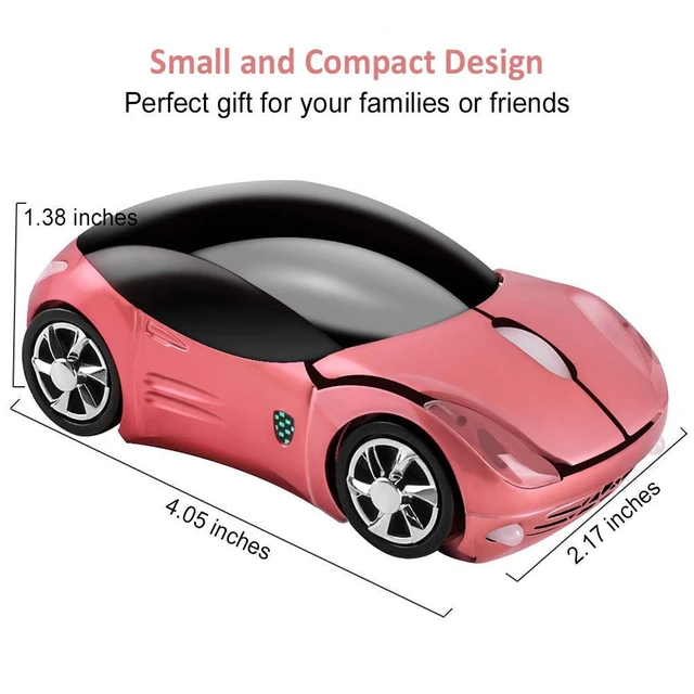 Alt view image 4 of 7 - Wireless Car Mouse Small Cool Sports Car Shaped Computer Mice with USB Receiver 3 Buttons 1600DPI Portable Mini Optical Cordless Mouse for Laptop PC Computer Desktop Travel Home School Gift (Pink)
