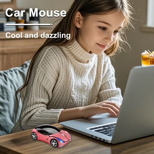 Alt view image 3 of 7 - Wireless Car Mouse Small Cool Sports Car Shaped Computer Mice with USB Receiver 3 Buttons 1600DPI Portable Mini Optical Cordless Mouse for Laptop PC Computer Desktop Travel Home School Gift (Pink)