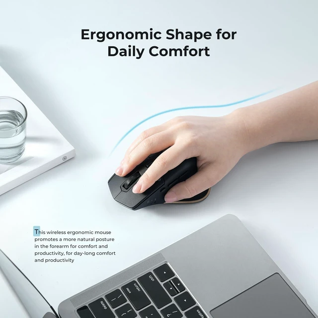 Alt view image 3 of 7 - Wireless Mouse, Dual-Mode (BT 5.1&2.4G) Bluetooth Mouse for Laptop | 3-Device Bluetooth & 2.4G Switching, Silent Click, Ergonomic, 5-Level DPI, USB-C Rechargeable for MacBook, Laptop, PC, Tablet
