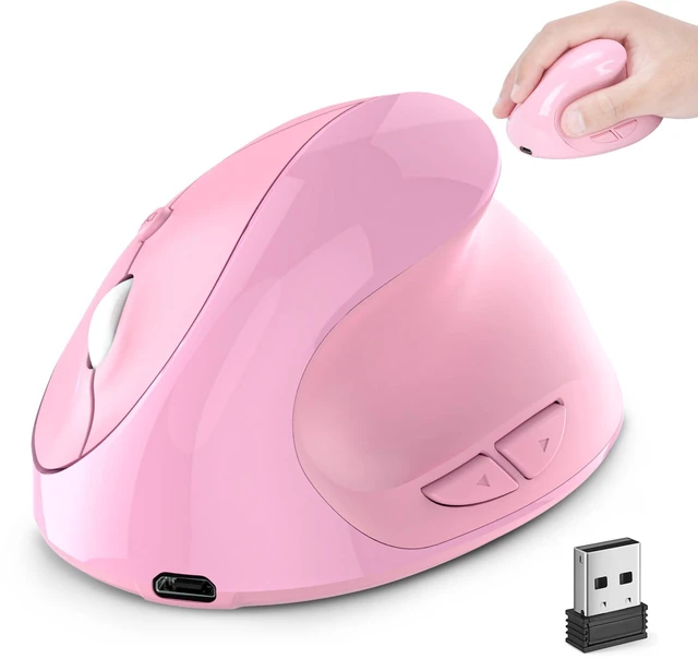 Main image of Wireless Mouse Pink Ergonomic Bluetooth & USB Dual Mode Mice,Rechargeable Vertical Silent Multi Device Ergo Carpal Tunnel Mice for Mac/PC/Laptop/Computer/Tablet/iPad/MacBook Air/Pro Women Mother Gift