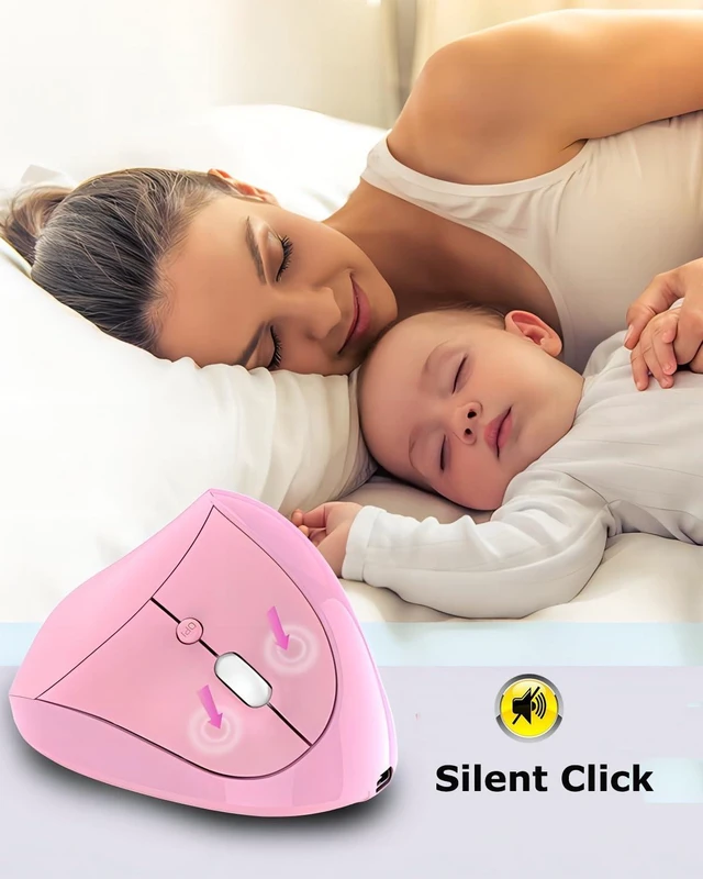 Alt view image 5 of 6 - Wireless Mouse Pink Ergonomic Bluetooth & USB Dual Mode Mice,Rechargeable Vertical Silent Multi Device Ergo Carpal Tunnel Mice for Mac/PC/Laptop/Computer/Tablet/iPad/MacBook Air/Pro Women Mother Gift