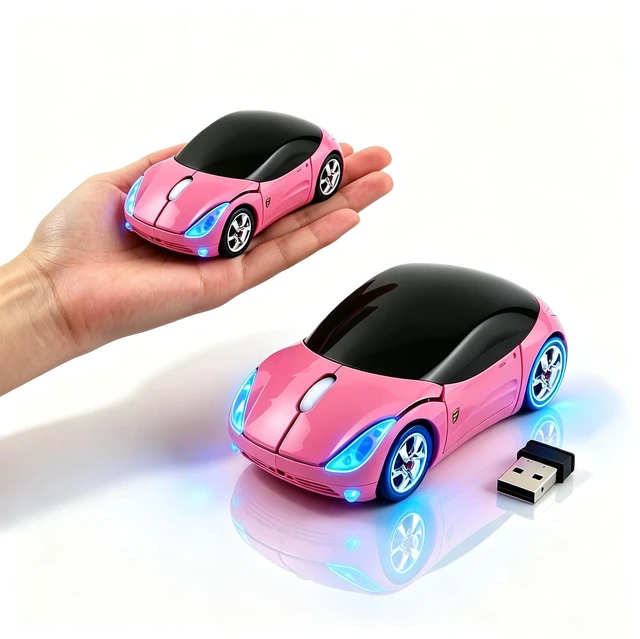 Main image of Wireless Mouse Cute Sport Car Shape Mouse Optical Ergonomic Gaming Mice Mini Small Office Gift for Boy Girl Men Women Kids Mom Dad with USB Receiver for PC Laptop Computer Mac,1600DPI 3 Buttons