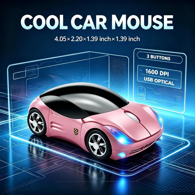 Alt view image 6 of 7 - Wireless Mouse Cute Sport Car Shape Mouse Optical Ergonomic Gaming Mice Mini Small Office Gift for Boy Girl Men Women Kids Mom Dad with USB Receiver for PC Laptop Computer Mac,1600DPI 3 Buttons