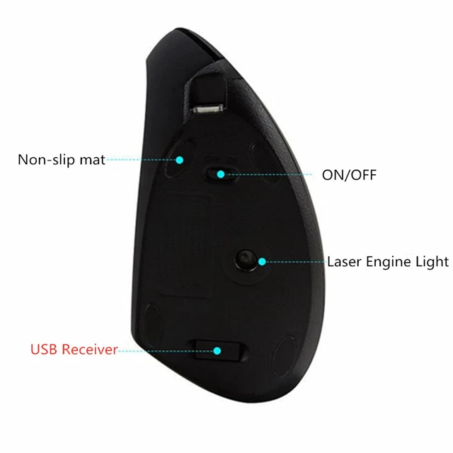 Alt view image 3 of 7 - Left-Handed Mouse, Rechargeable 2.4G Wireless Ergonomic Vertical Mice with USB Receiver, 6 Buttons Optical Vertical Cordless Mice for Laptop Computer PC Desktop Computer Notebook,for Lefty Hands