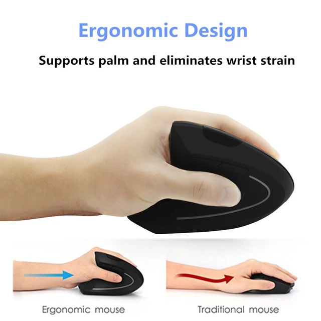 Alt view image 4 of 7 - Left-Handed Mouse, Rechargeable 2.4G Wireless Ergonomic Vertical Mice with USB Receiver, 6 Buttons Optical Vertical Cordless Mice for Laptop Computer PC Desktop Computer Notebook,for Lefty Hands