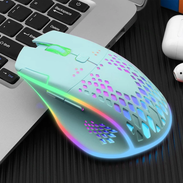 Alt view image 2 of 7 - Wireless Gaming Mouse, C30 Silent Click Wireless Rechargeable Gaming Mouse with Double-Click Key and Colorful LED Lights, 3 Level Adjustable DPI for Gaming and Working (Blue)