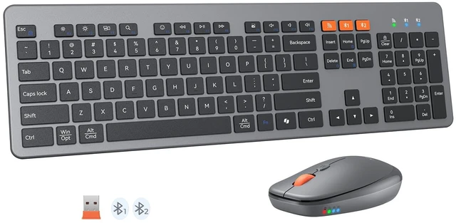 Main image of Wireless Bluetooth Keyboard Mouse Combo with Quiet Low-Profile | Full-size keyboard with slim silent keys and 4 adjustable DPI mouse, compatible with Windows, MacBook, Mac, PC and laptop
