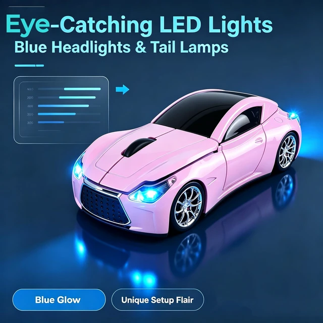 Alt view image 7 of 7 - Wireless Mouse Cute Sport Pink Car Mice,Small Portable Lightweight Optical Cool Girly Mice, Fun Home Office School Gift for Boy Girl Men Women Kids Mom Dad,USB Mouse for PC Laptop Computer MacBook
